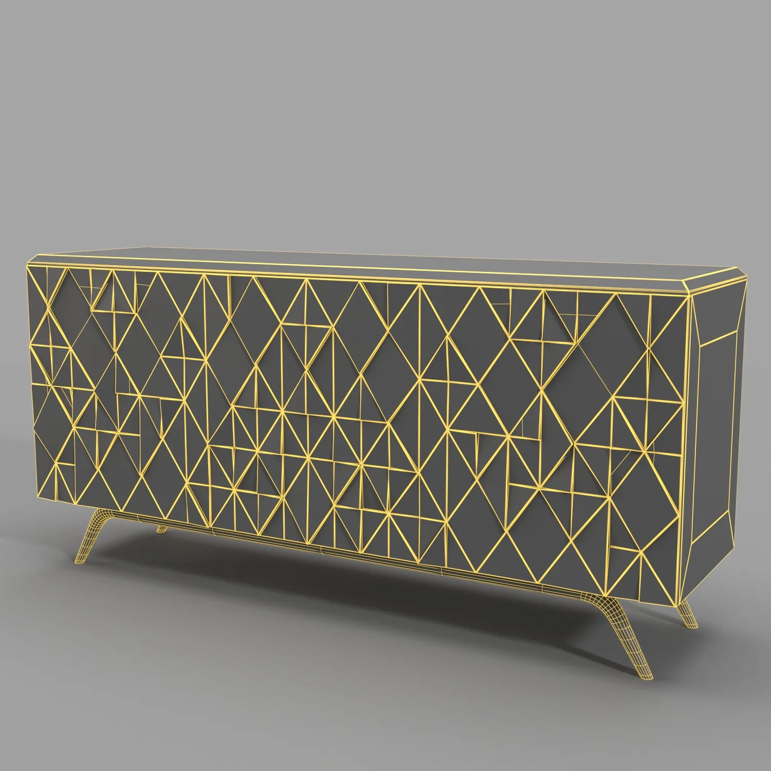 Gold Triangular Cabinet PBR 3D Model_07